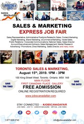 Toronto Sales & Marketing Job Fair - August 15th,  2019
